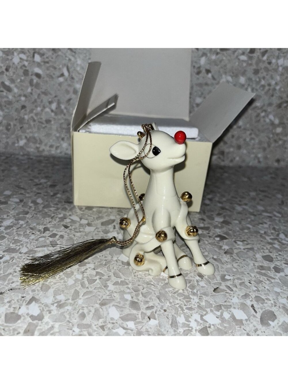 Lenox Rudolph Red Nose Rings in the Holidays Ornament 24K Gold Accents Vtg USA